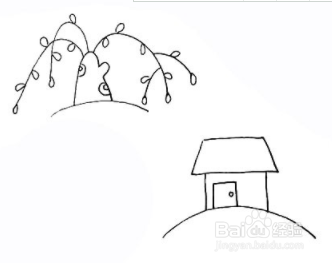 手绘简笔画之柳树景色的画法