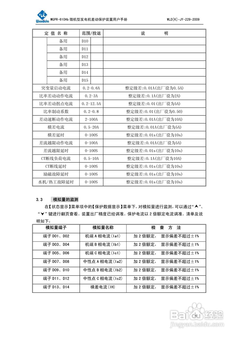 MGPR-610Hb微机型发电机差动保护装置用户手册:[1]