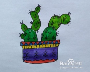 简笔画:仙人掌盆景