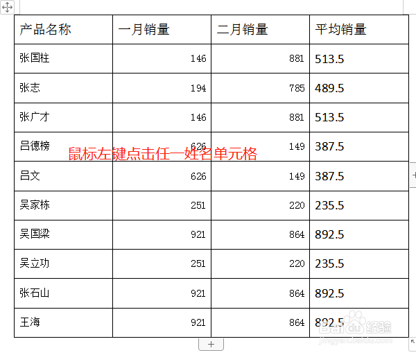 WORD表格中怎么让姓名列按首字母顺序升序排列