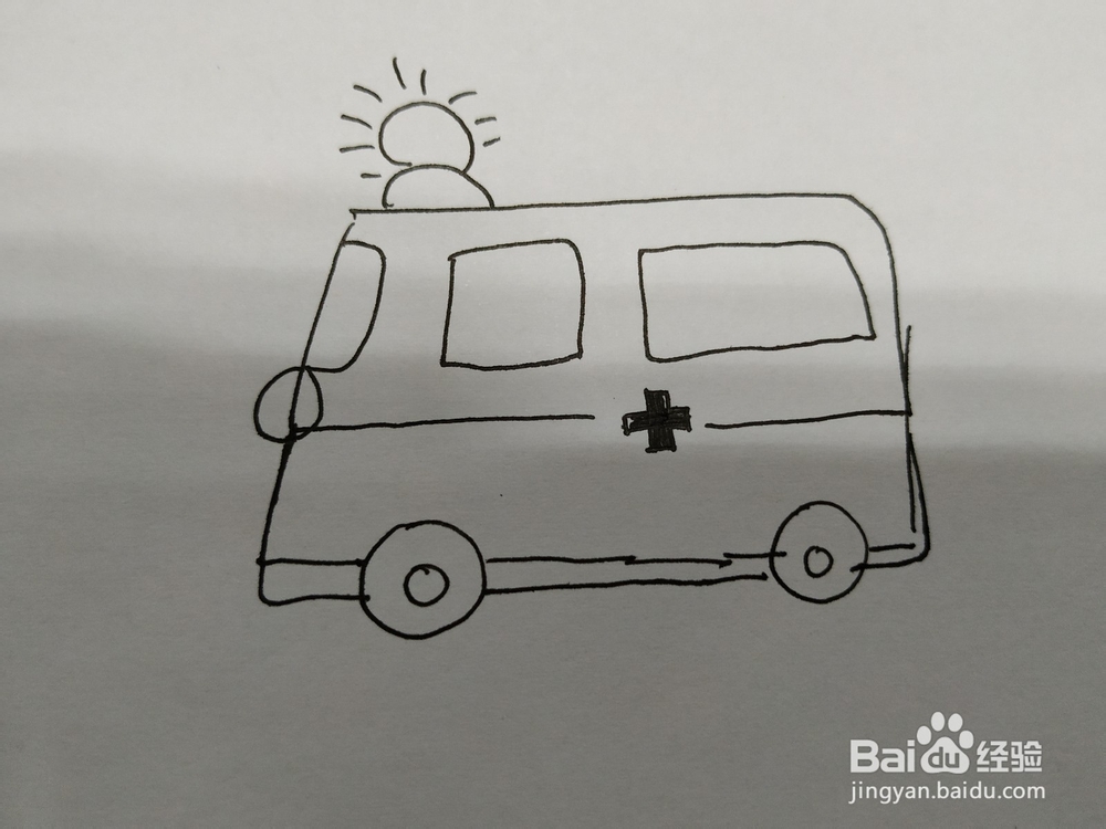 卡通救护车简笔画怎么画？