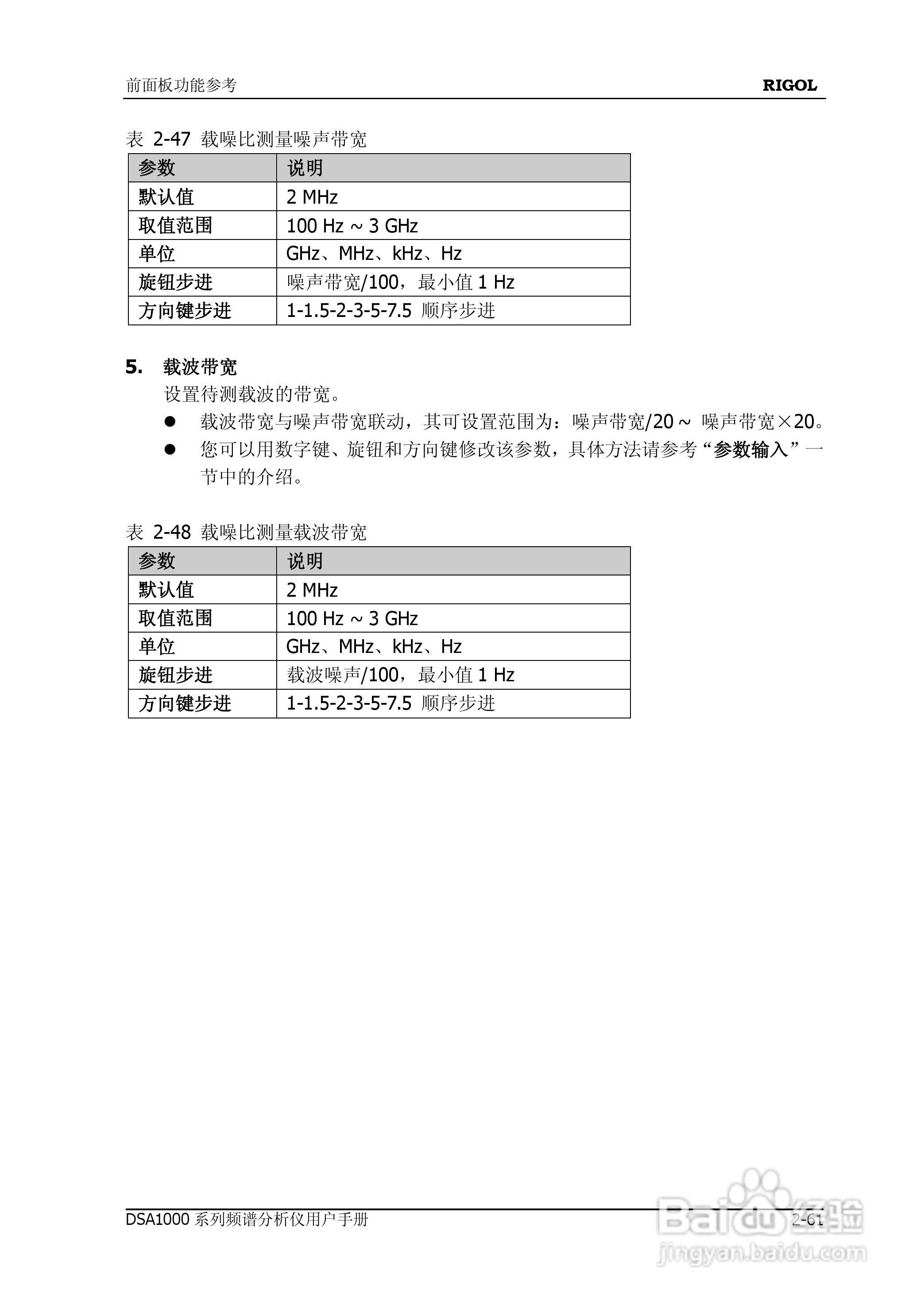 普源DSA1000系列频谱分析仪说明书:[11]