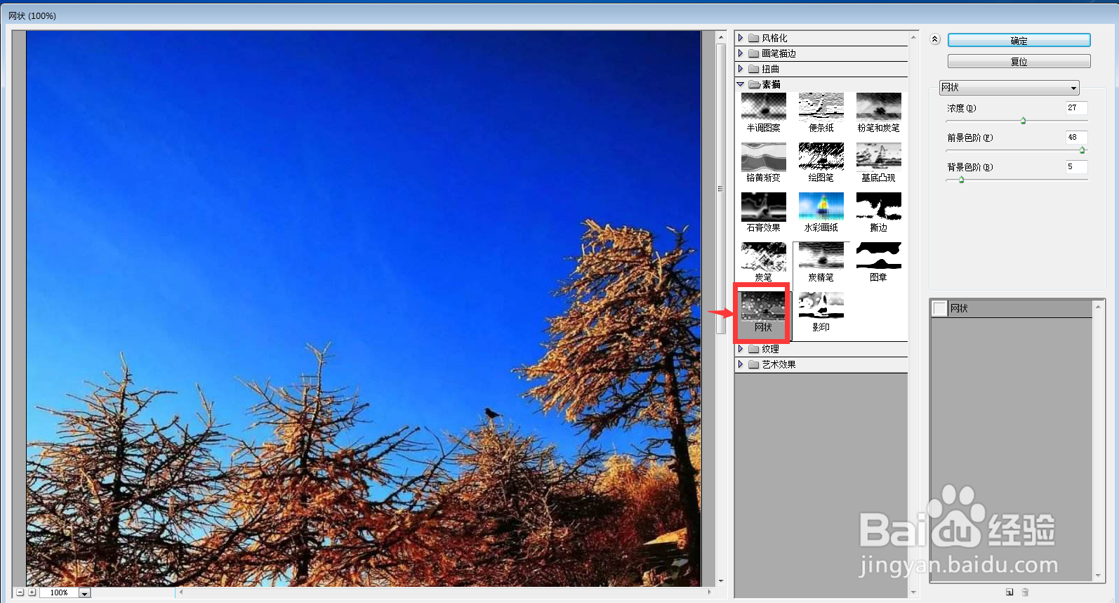 ps中给图片添加网状素描滤镜