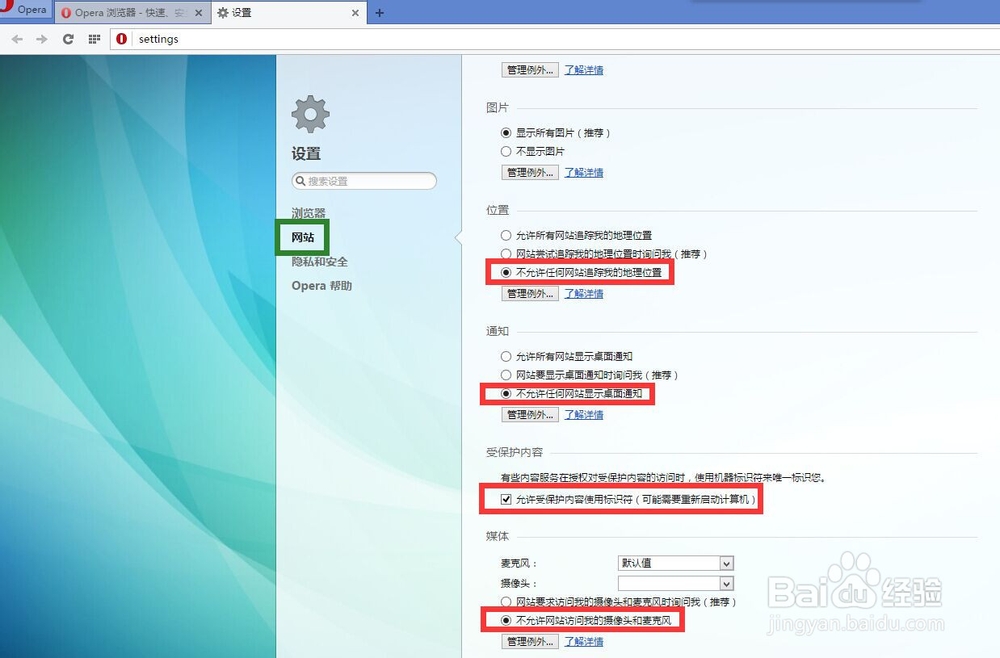 欧朋浏览器隐私设置