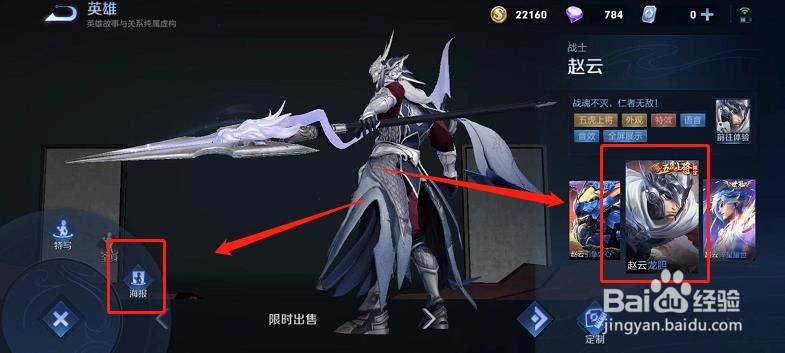 如何查看王者荣耀中赵云的龙胆皮肤图片？