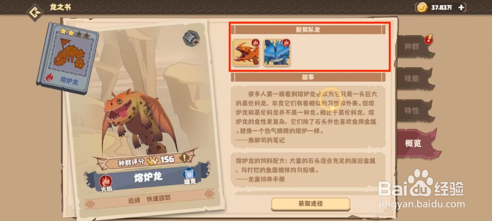 驯龙高手旅程在哪儿查看熔炉龙的默契队友？