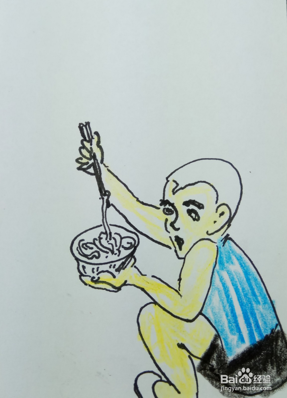 怎样画简笔画“我爱吃面条”