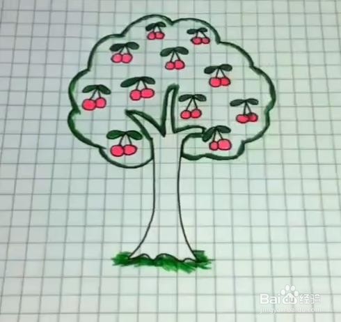 樱桃树画法儿童简笔图片