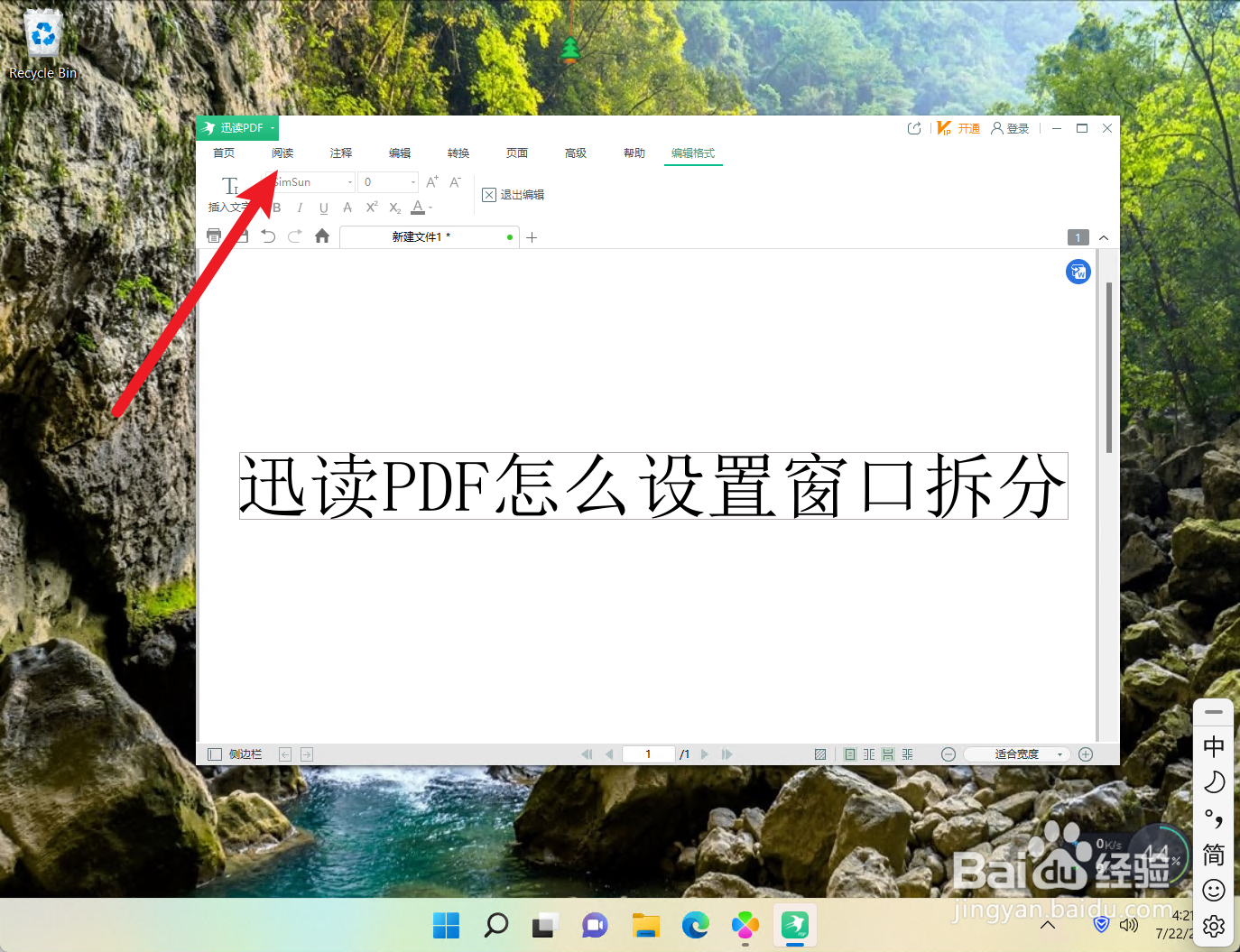 怎么设置迅读PDF的窗口拆分