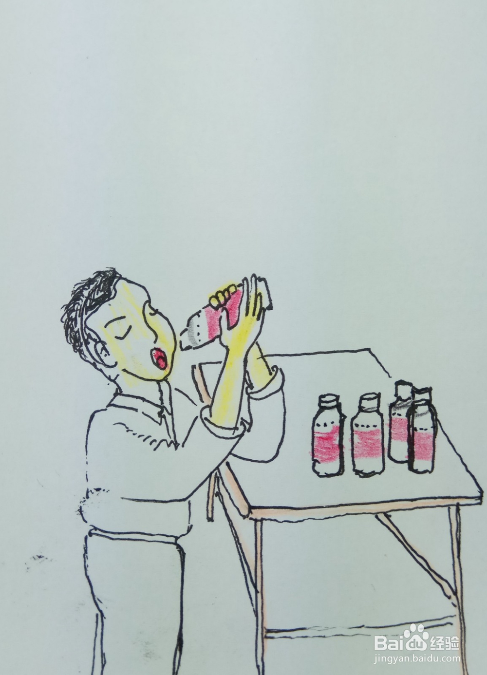 怎样画简笔画“爱喝饮料的小孩