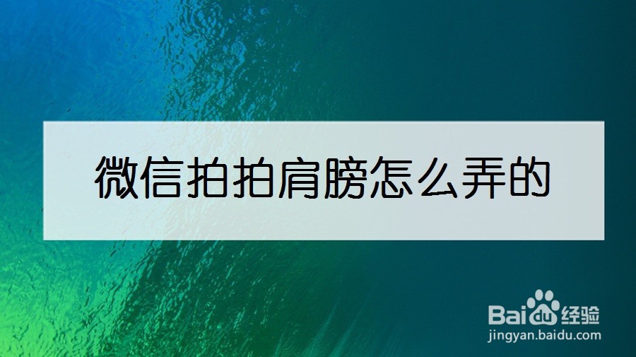 微信拍拍肩膀怎么弄的