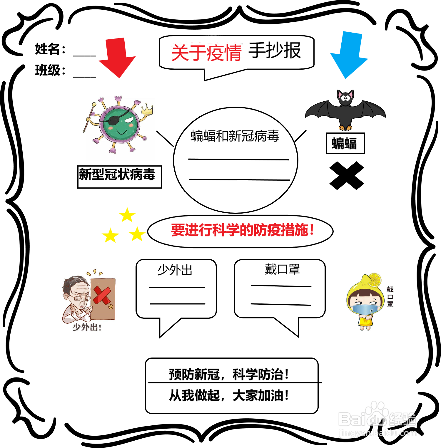 关于疫情的手抄报竖版