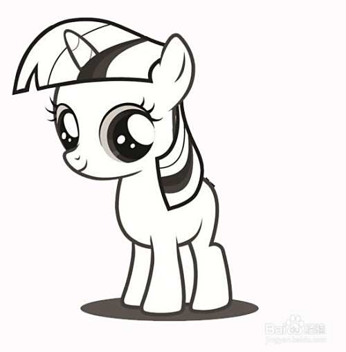 卡通漂亮的小马宝莉的简笔画