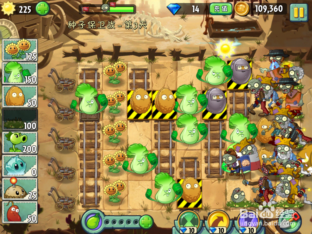 植物大战僵尸2 狂野西部 种子保卫战第三天 菜问