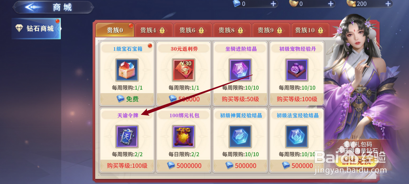 仙魔尘缘如何购买【天谕令牌】