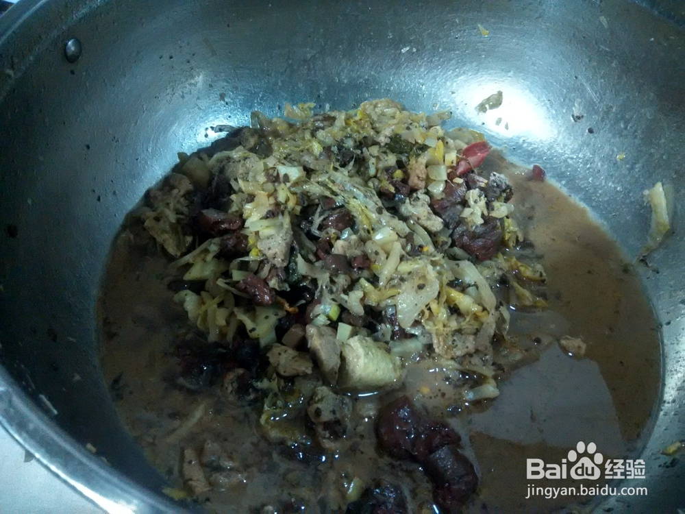 血肠炖酸菜冻豆腐