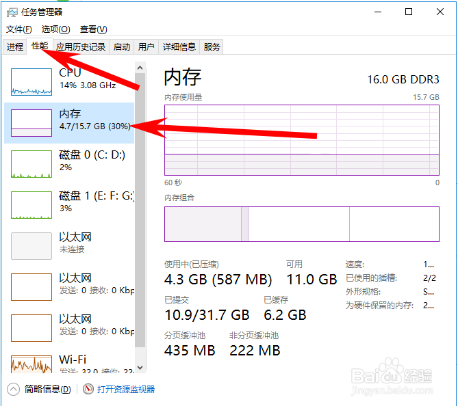 电脑如何查看自己的内存条大小及使用率