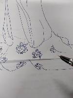 簪花仕女的双勾线描画法
