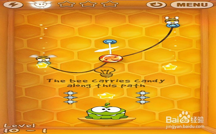 手机游戏割绳子level10-1三星攻略