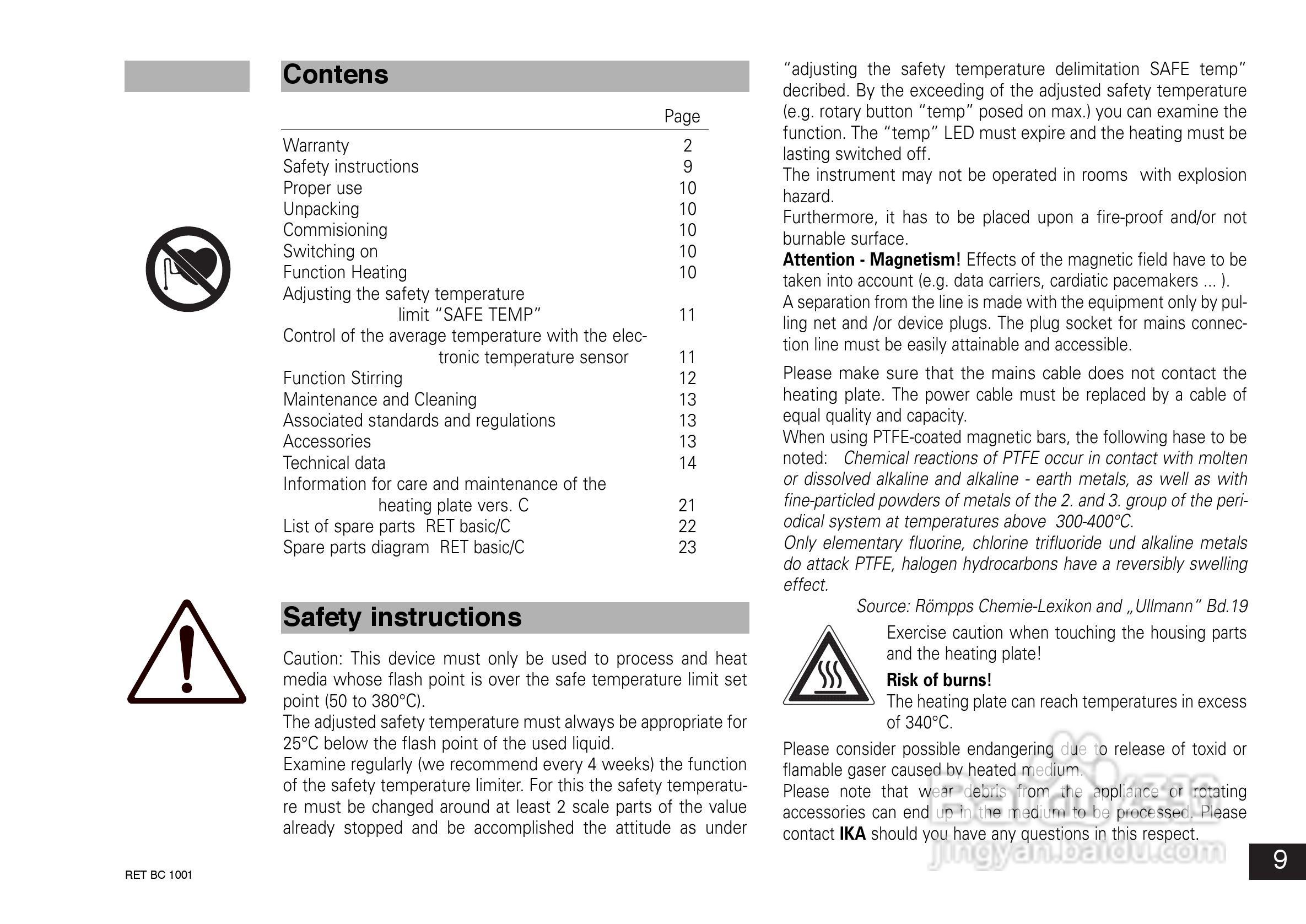 IKA RET 基本型C加热磁力搅拌器使用说明书:[1]