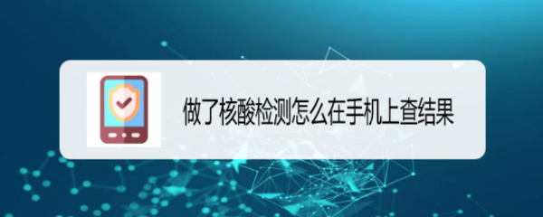 做了核酸检测怎么在手机上查结果