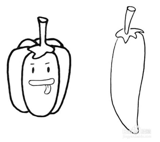 甜椒和辣椒简笔画