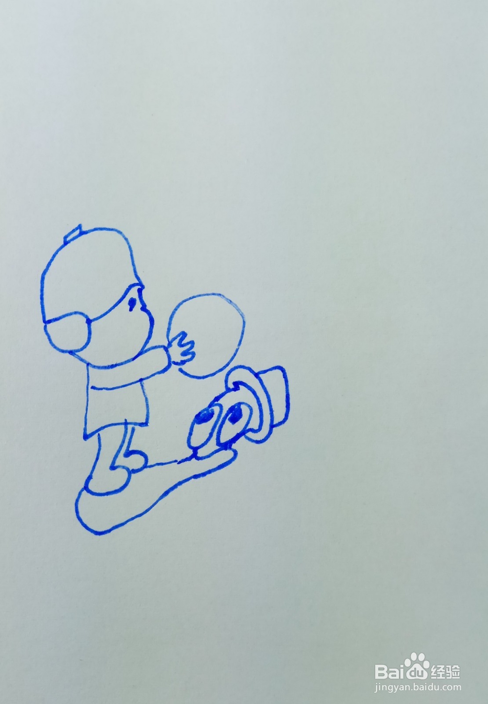 怎样画儿童简笔画小p优优站在巴特尔的嘴巴上？