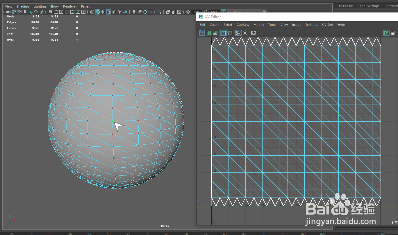 maya三角面模型如何环形选择线