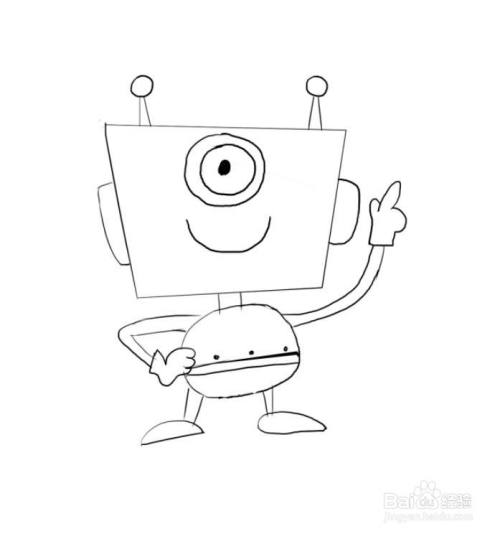 独眼机器人简笔画