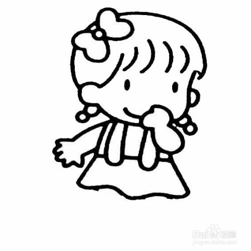 偷笑的小女孩的画法