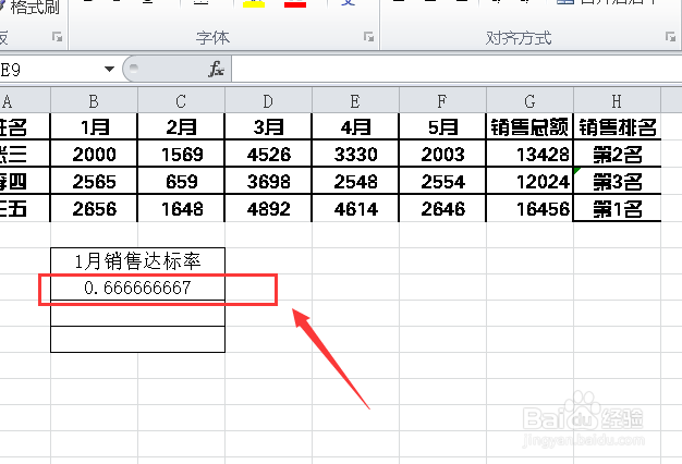 Excel如何计算达标率?