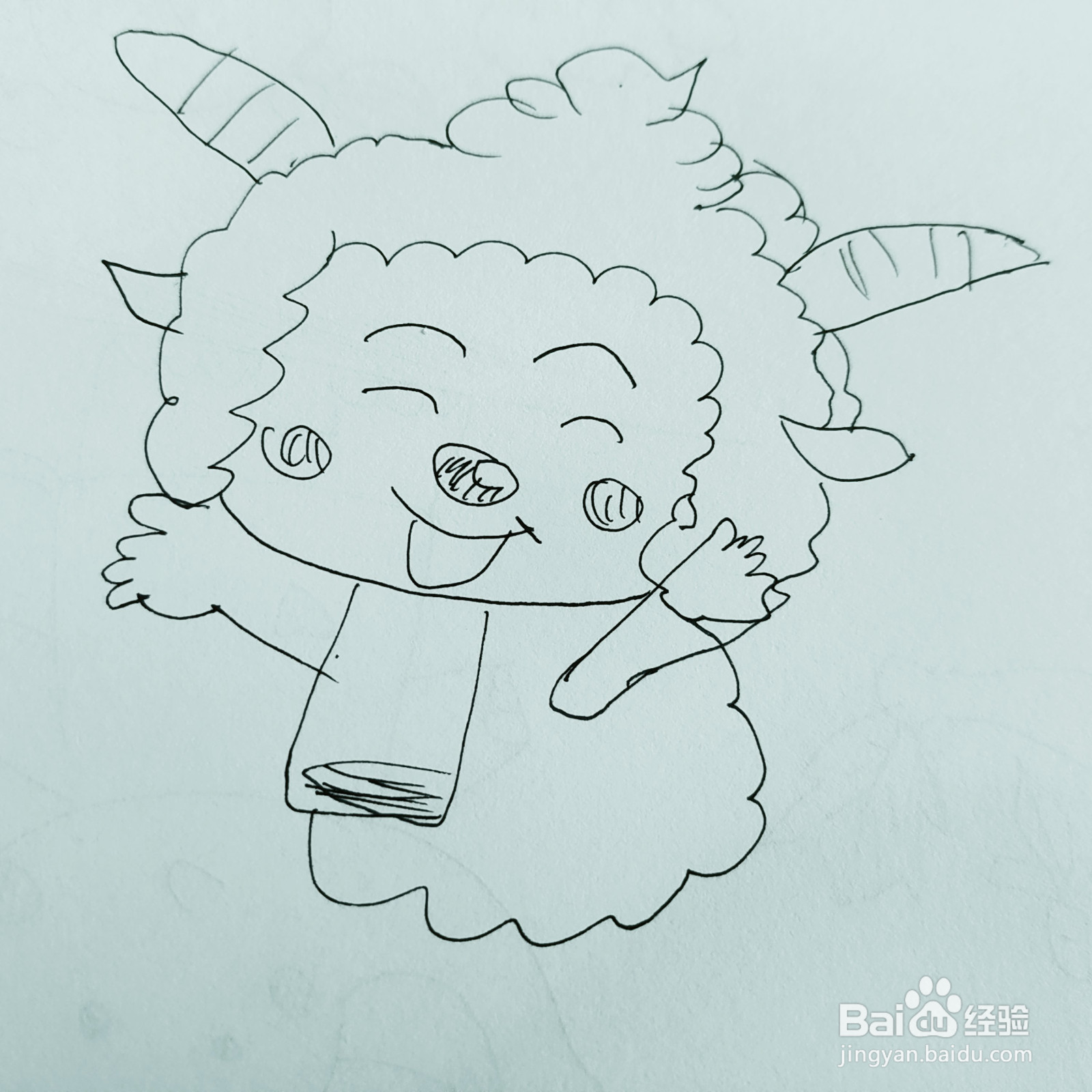 如何来画一只活泼的喜羊羊简笔画呢？