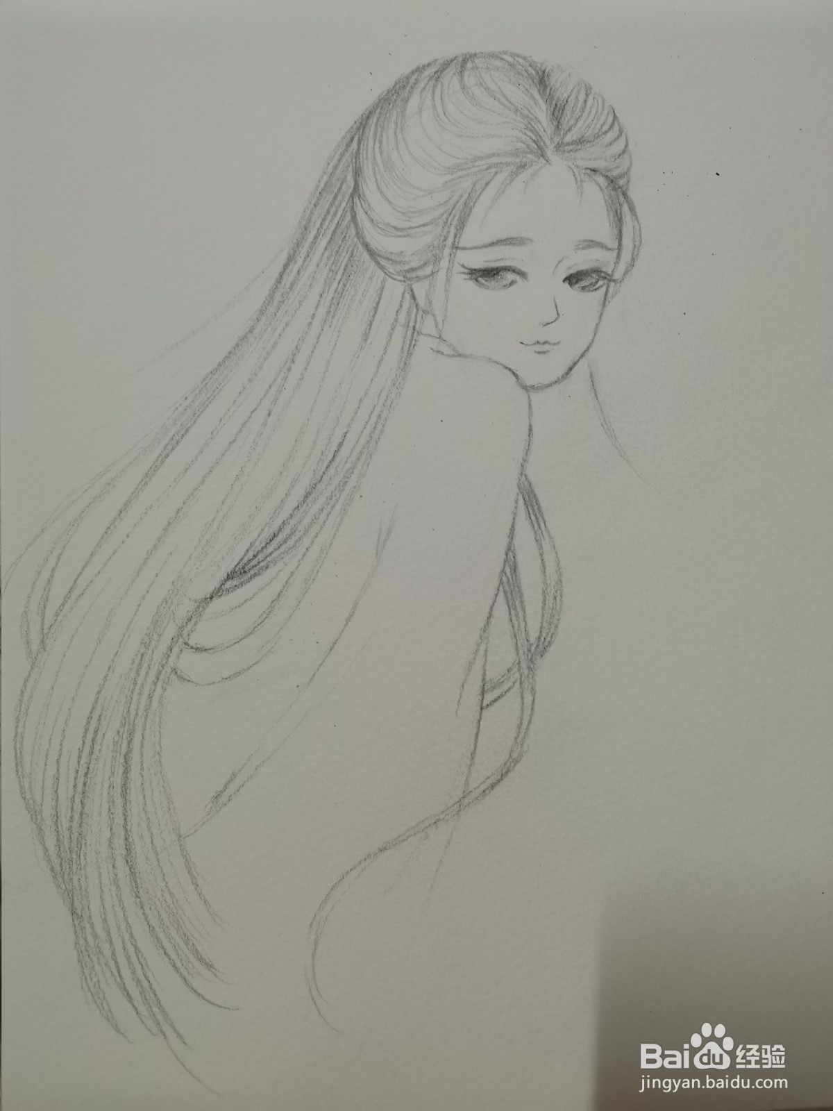 古装少女水彩人物线稿怎么画