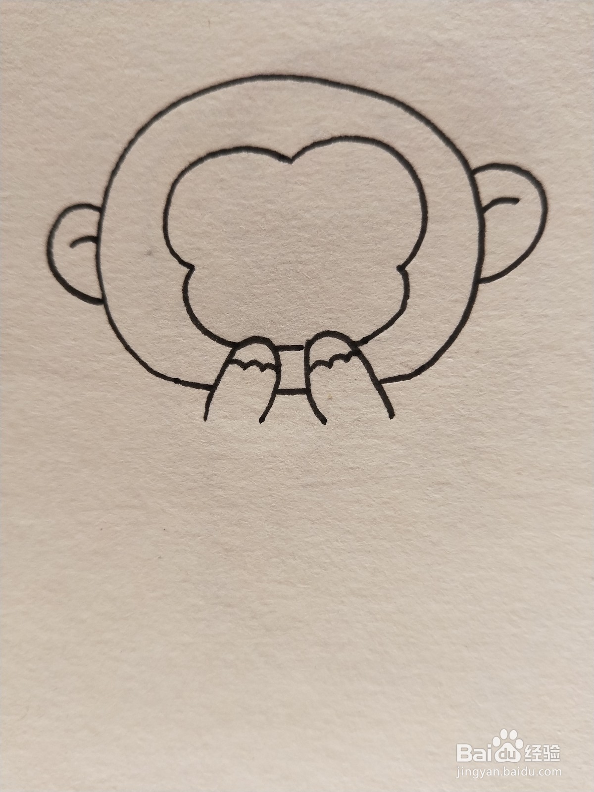 怎样画简笔画——戴口罩的小猴子