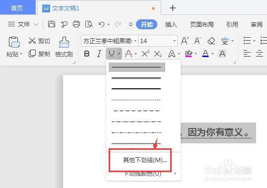WPS文档中如何更改文字下划线的样式