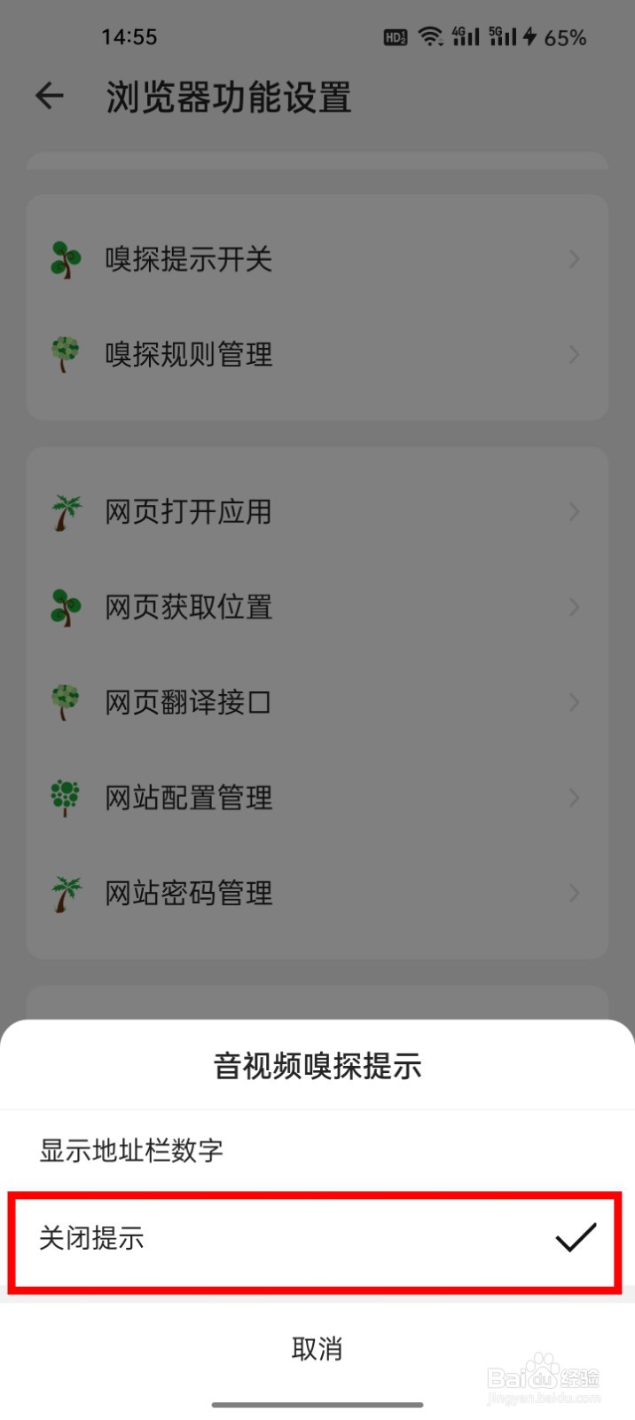 海阔视界如何关闭音视频嗅探提示