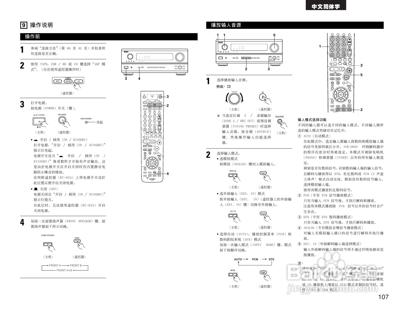 DENON AVR-2803收音环绕扩音机操作说明书:[6]