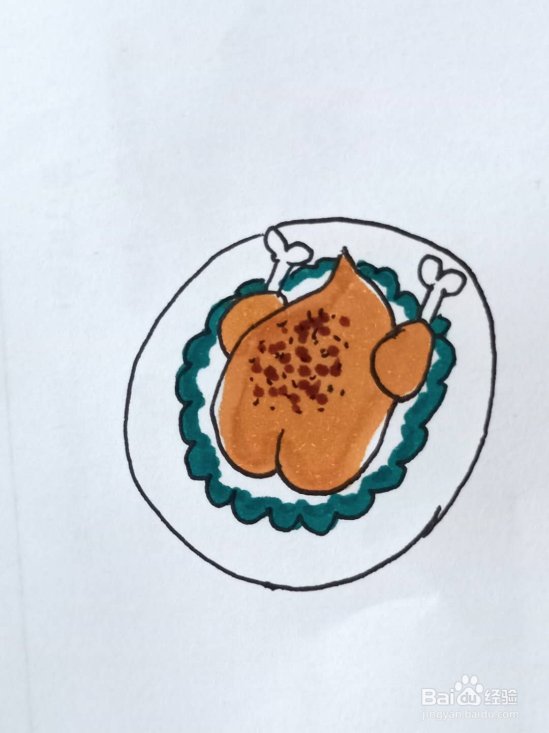 年夜饭烧鸡的简笔画图片