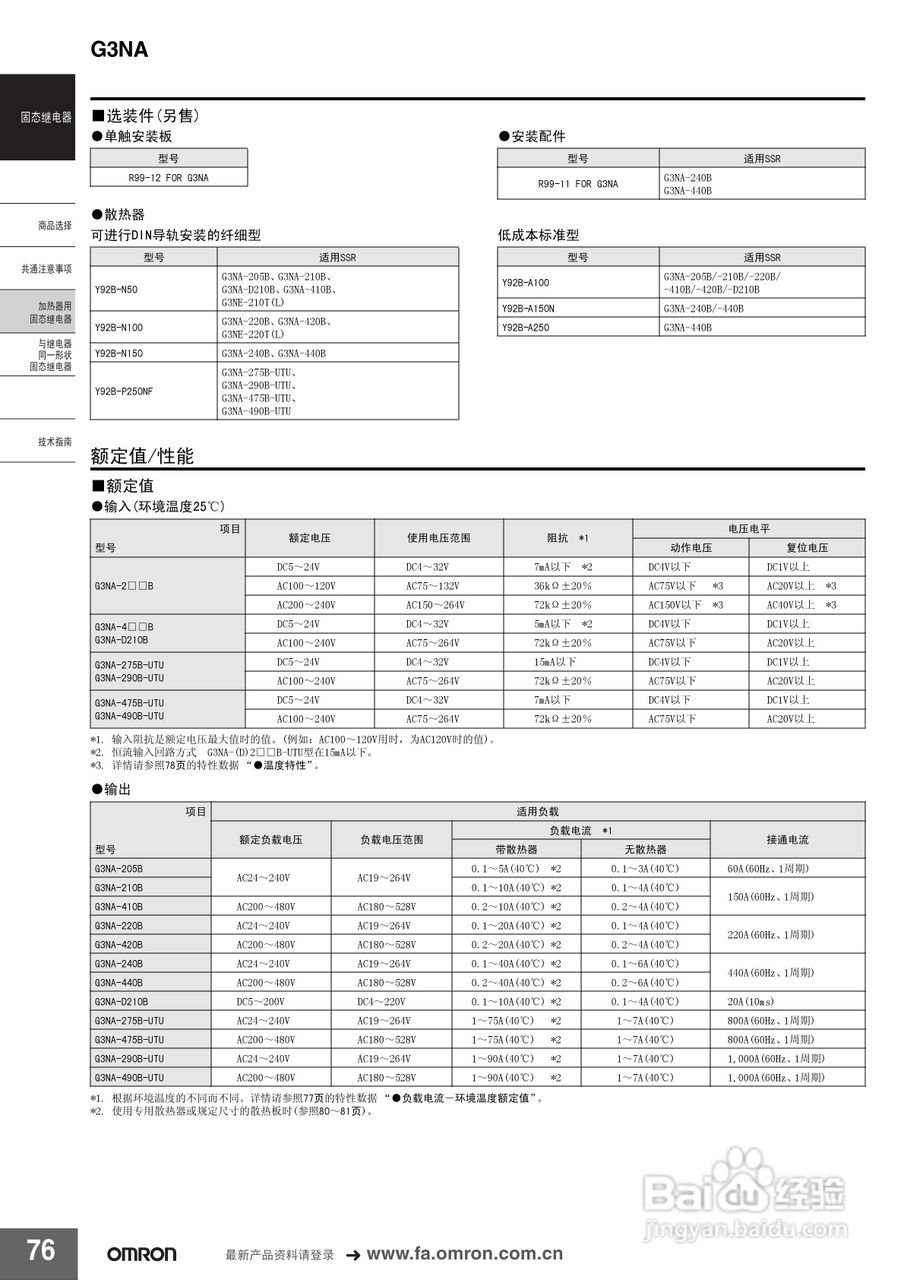 OMRON固态继电器G3NA说明书:[1]
