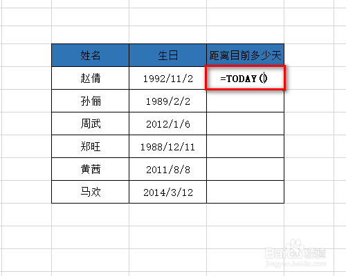 Excel TODAY函数的使用方法
