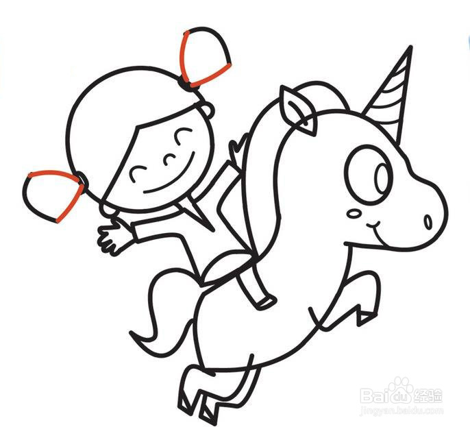 骑独角兽的小女孩的画法