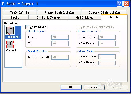如何在Origin绘图时设置坐标断点