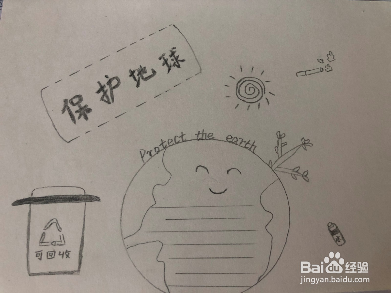 简单好画的爱护地球 倡导绿色手抄报