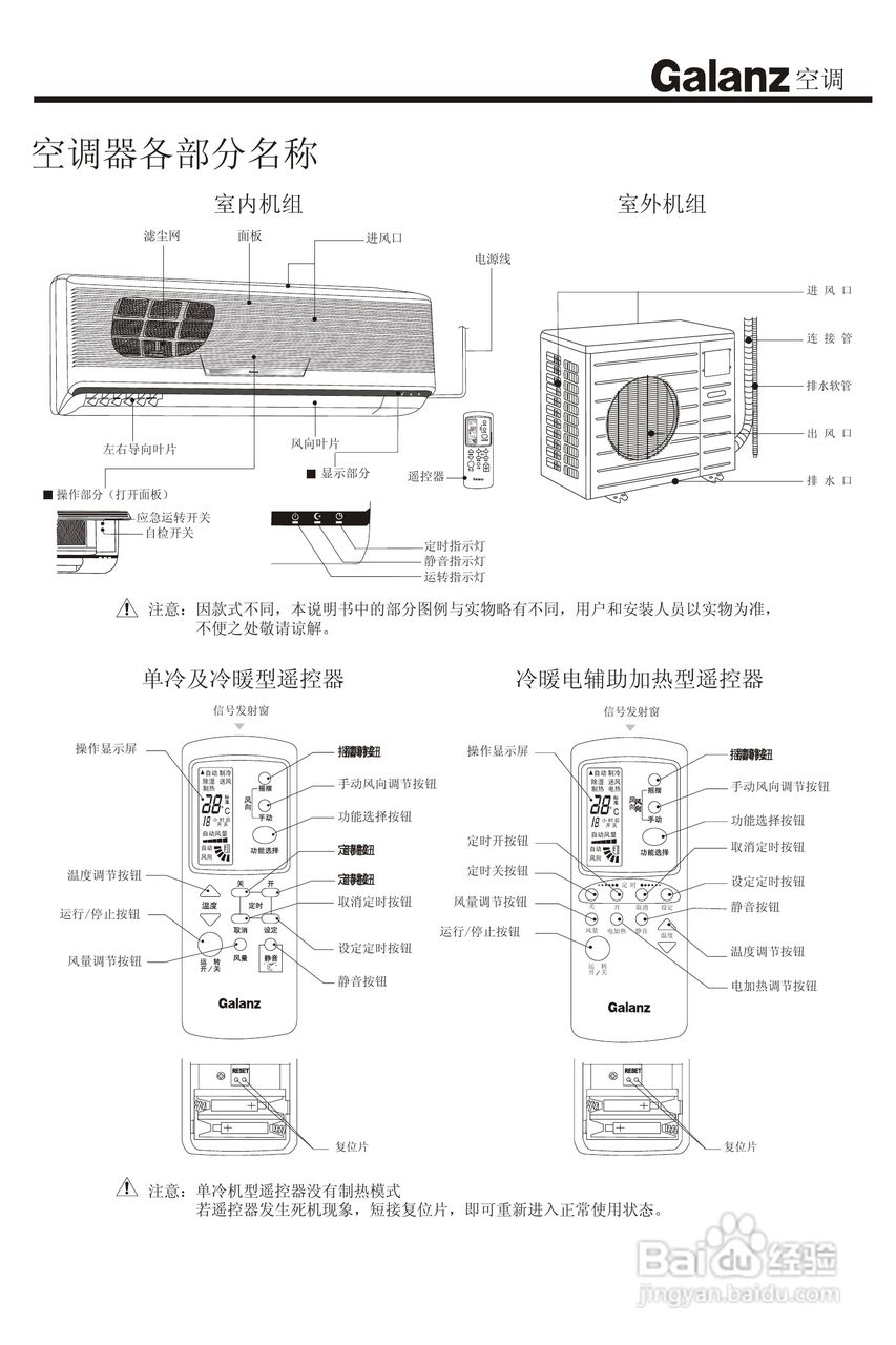 Galanz格兰仕KF-51GW/A1分体挂壁式房间空调器使用安装