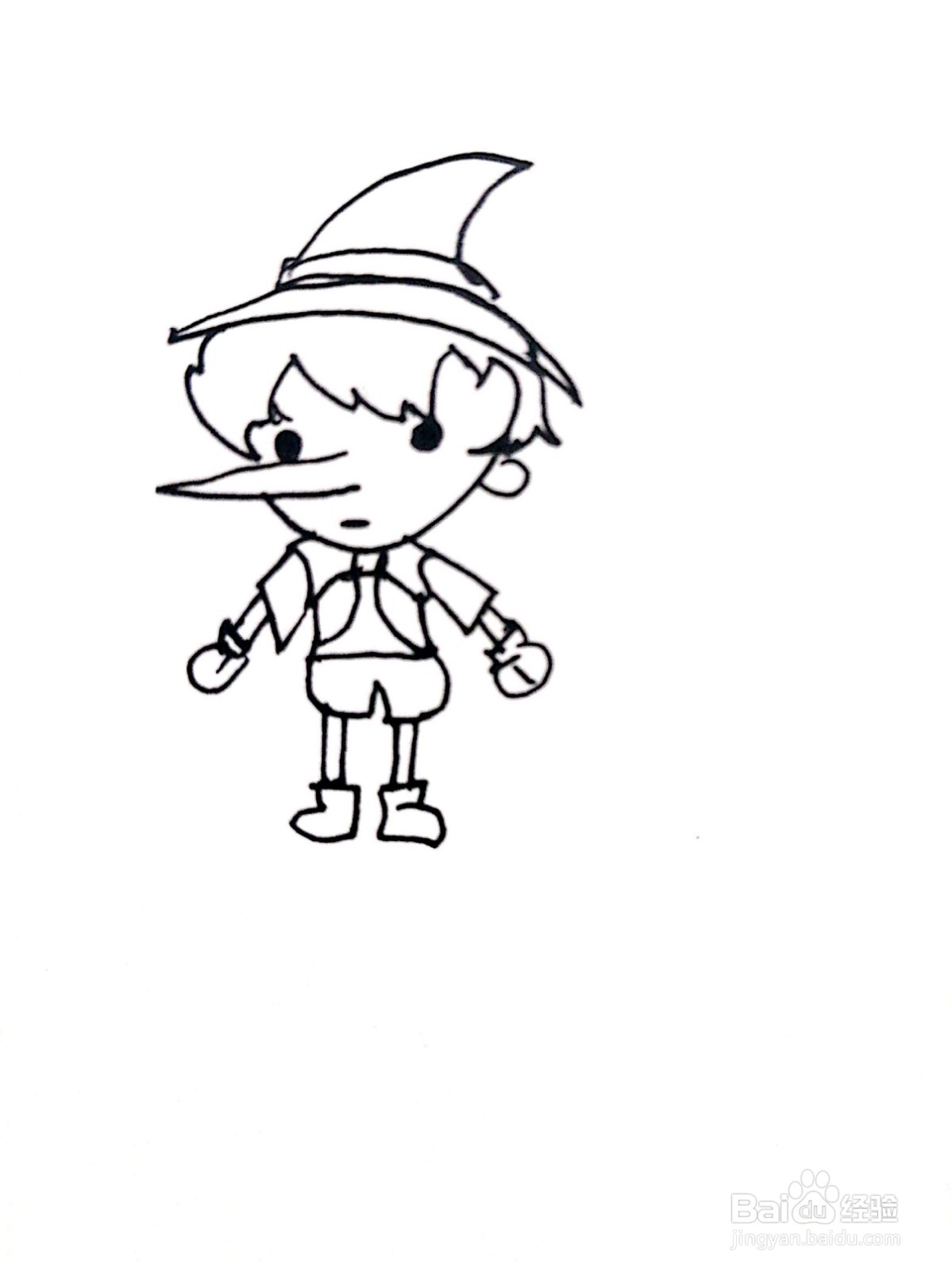 正面的匹诺曹线描画怎么画