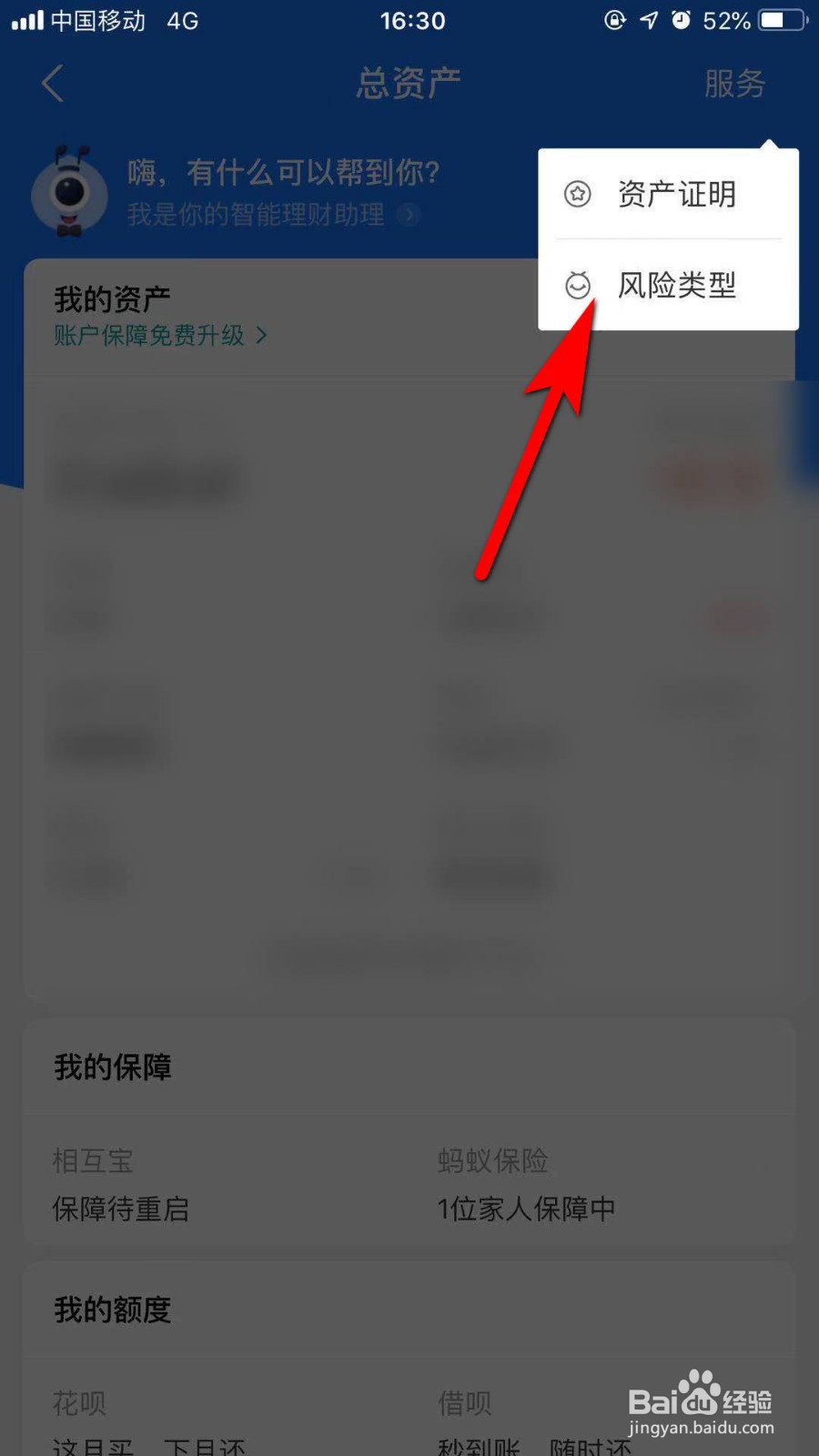 支付宝怎么测试资产风险类型