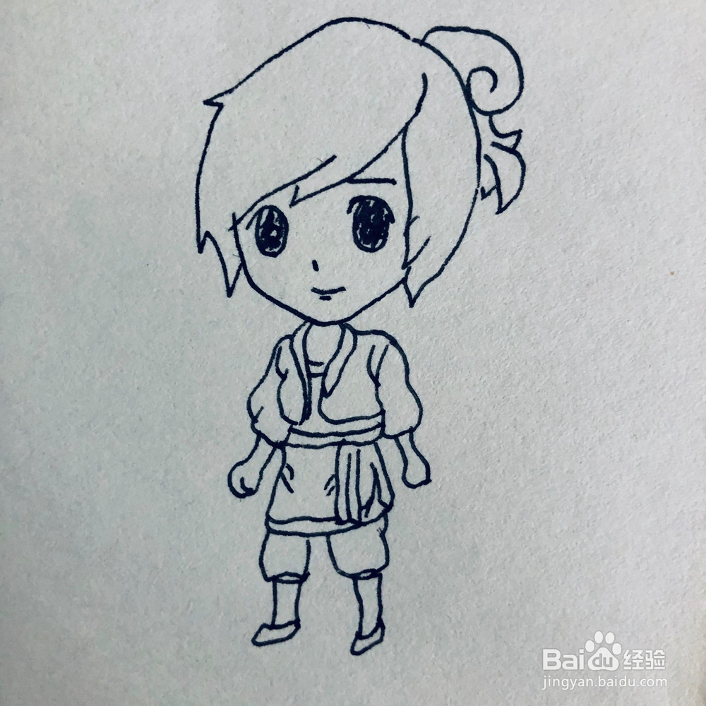 怎么绘画一个古代动漫人物简笔画