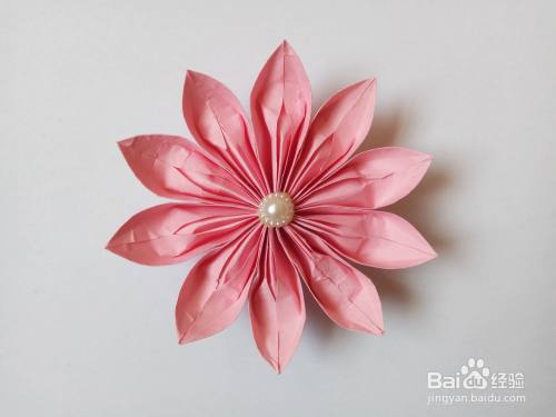 粉色十瓣立体纸花的折纸方法 百度经验 粉色十瓣立体纸花的折纸方法 百度经验