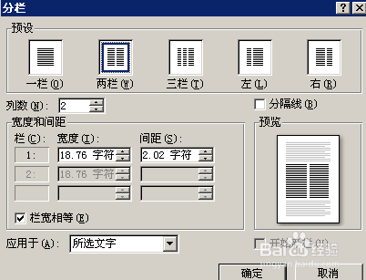 Word07 分栏设置