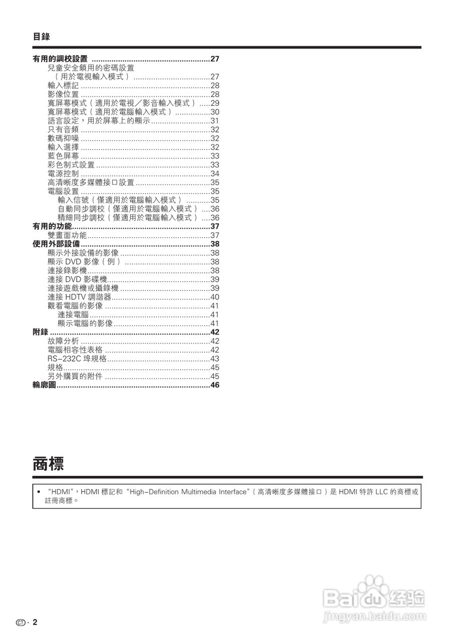 声宝LC-42BX5H型液晶电视机说明书:[1]